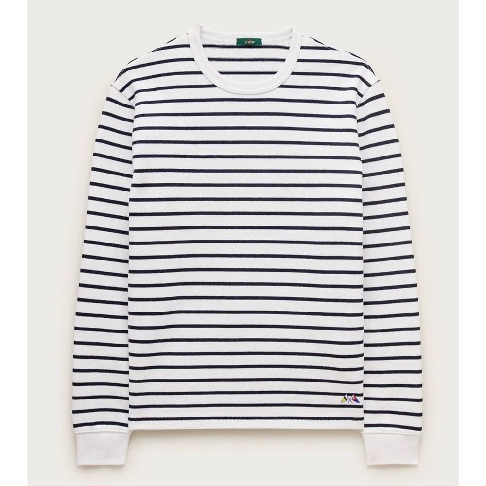 J. Crew Long-sleeve crewneck in striped maritime jersey NWT size Small